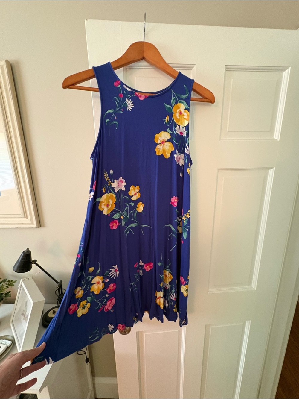 Old Navy Royal Blue Floral Swing Dress